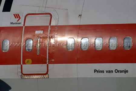 Close up view of the fuselage.